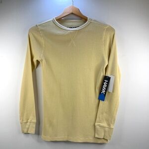 Boys Tony Hawk beige/gold oak/pale yellow crew neck waffle knit thermal shirt